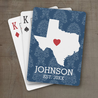 Home State Map Art - Custom Name Texas Poker Cards
