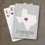 Home State Map Art - Custom Name Texas Poker Cards<br><div class="desc">Home is where the heart is! You can add the bride and groom names or last name or even your city to this whimsical design. To move the heart,  you must open the design tool to move it around.</div>