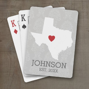 Home State Map Art - Custom Name Texas Poker Cards