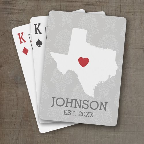Home State Map Art _ Custom Name Texas Poker Cards