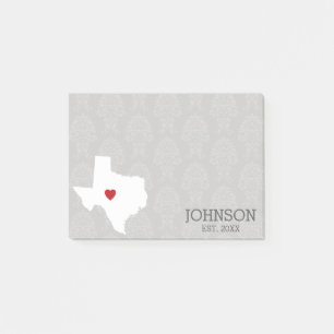 Home State Map Art - Custom Name Texas Post-it Notes