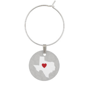 Home State Map Art - Custom Name Texas Wine Glass Charm