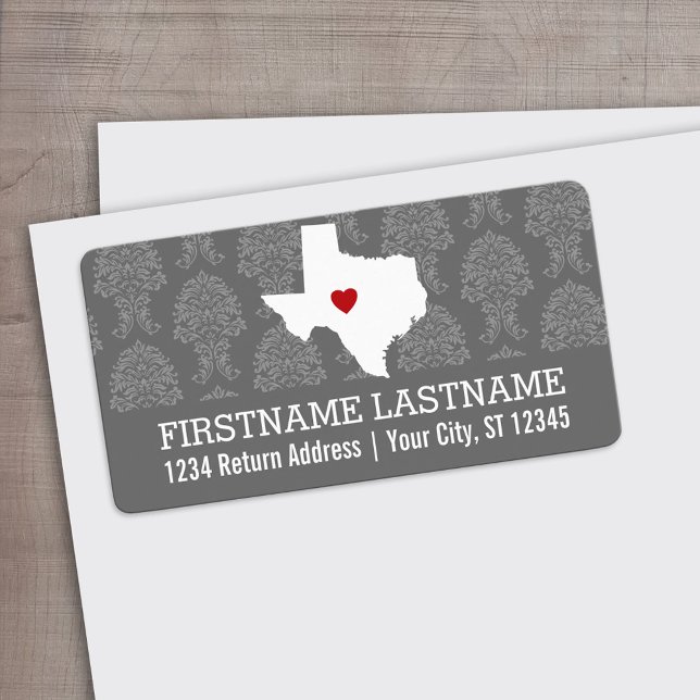 Home State Map Art - Custom Wedding Texas Label (Custom Address Label)