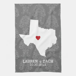 Home State Map Art - Custom Wedding Texas Towel
