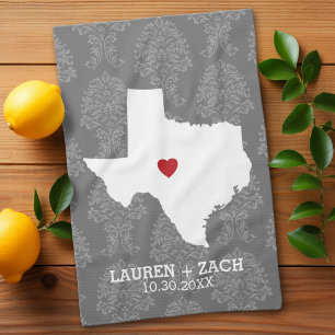 Home State Map Art - Custom Wedding Texas Towel