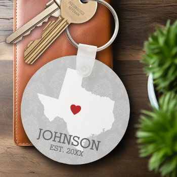 Home State Map Art - Texas Heart Keychain by MyGiftShop at Zazzle