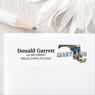 Home State Maryland Retro Color Address Label