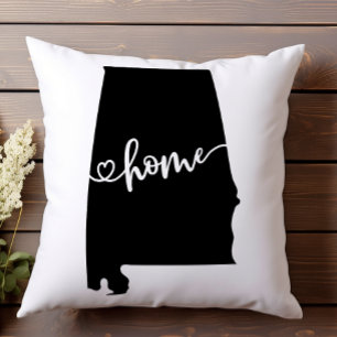 Home State Outline Heart Alabama  Throw Pillow