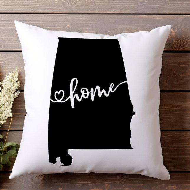 Home State Outline Heart Alabama  Throw Pillow (Creator Uploaded)
