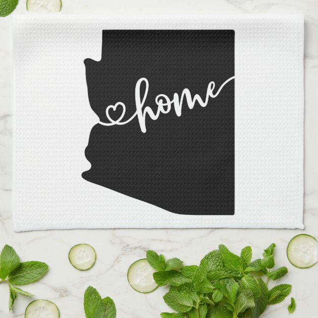 Home State Outline Heart Arizona Kitchen Towel (Folded)