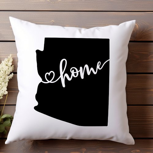 Home State Outline Heart Arizona  Throw Pillow