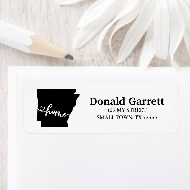 Home State Outline Heart Arkansas Address Label (Insitu)