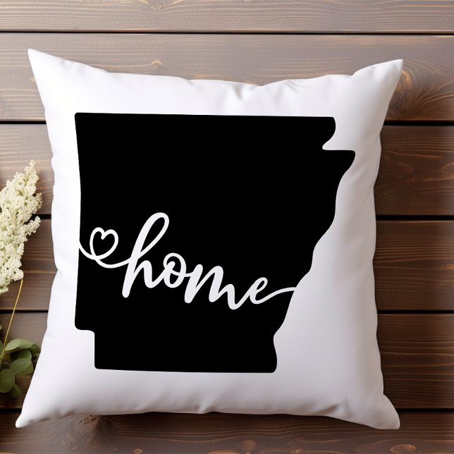 Home State Outline Heart Arkansas  Throw Pillow (Creator Uploaded)