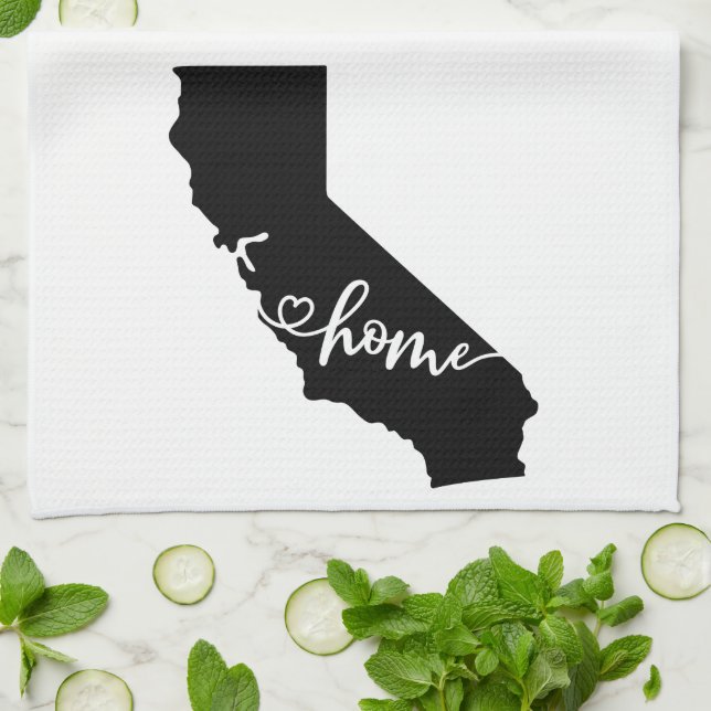 Home State Outline Heart California Kitchen Towel (Folded)