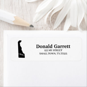 Home State Outline Heart Delaware Address Label