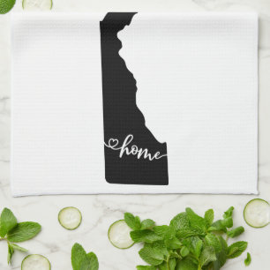 Home State Outline Heart Delaware Kitchen Towel