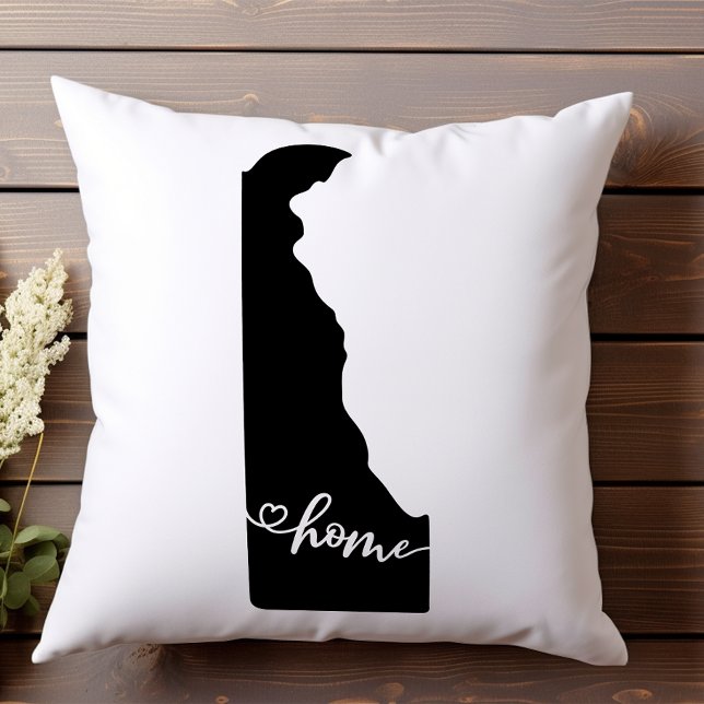 Home State Outline Heart Delaware  Throw Pillow (Creator Uploaded)