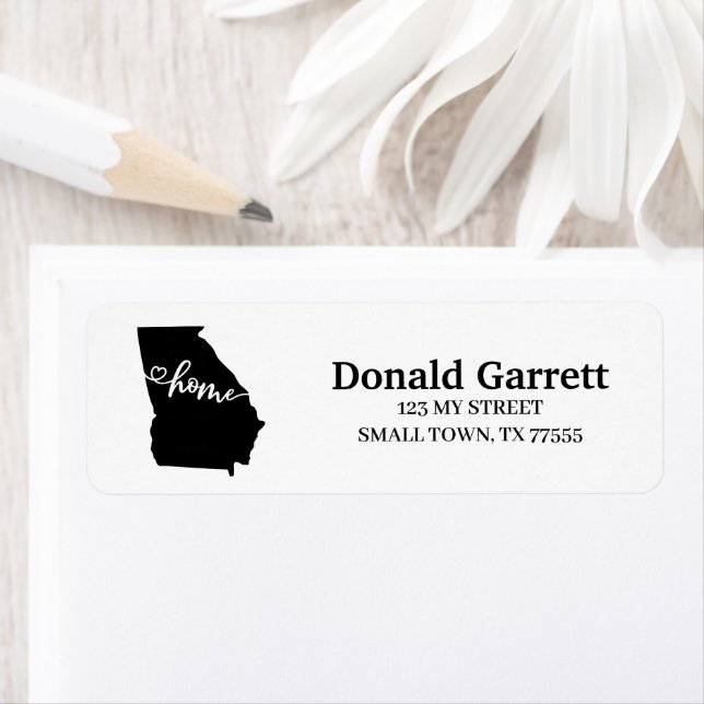 Home State Outline Heart Georgia Address Label (Insitu)