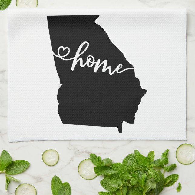 Home State Outline Heart Georgia Kitchen Towel (Folded)