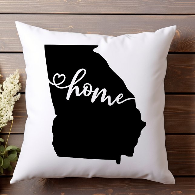 Home State Outline Heart Georgia  Throw Pillow (Creator Uploaded)