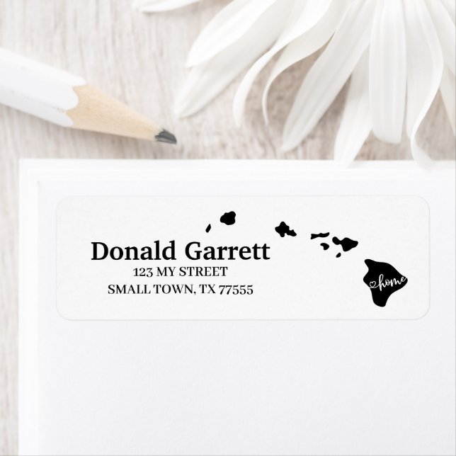 Home State Outline Heart Hawaii Address Label (Insitu)