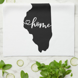 Home State Outline Heart Illinois Kitchen Towel