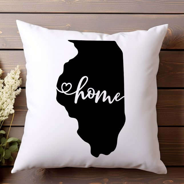 Home State Outline Heart Illinois  Throw Pillow (Creator Uploaded)