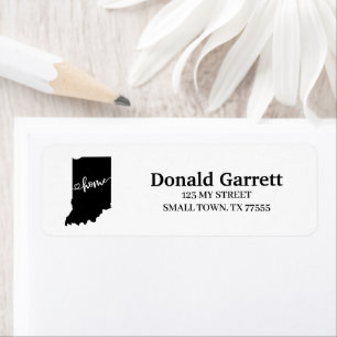 Home State Outline Heart Indiana Address Label