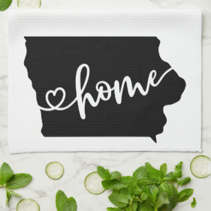 Home State Outline Heart Iowa Kitchen Towel