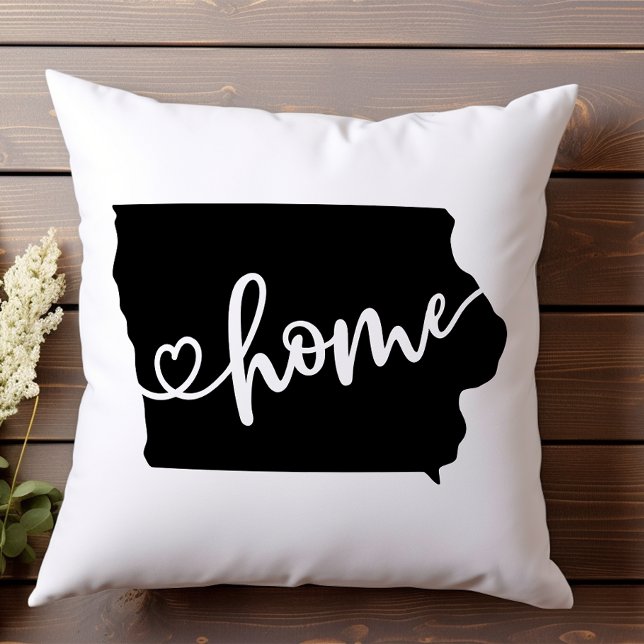 Home State Outline Heart Iowa  Throw Pillow (Creator Uploaded)