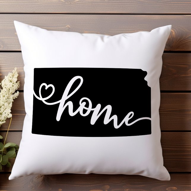 Home State Outline Heart Kansas  Throw Pillow (Creator Uploaded)