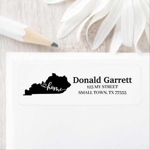 Home State Outline Heart Kentucky Address Label