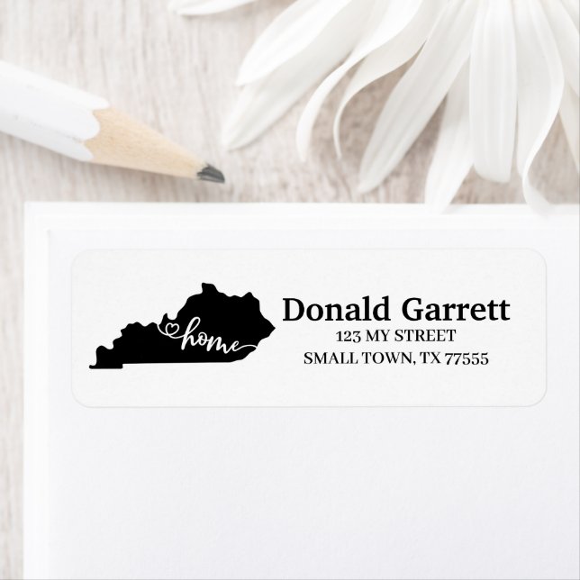 Home State Outline Heart Kentucky Address Label (Insitu)