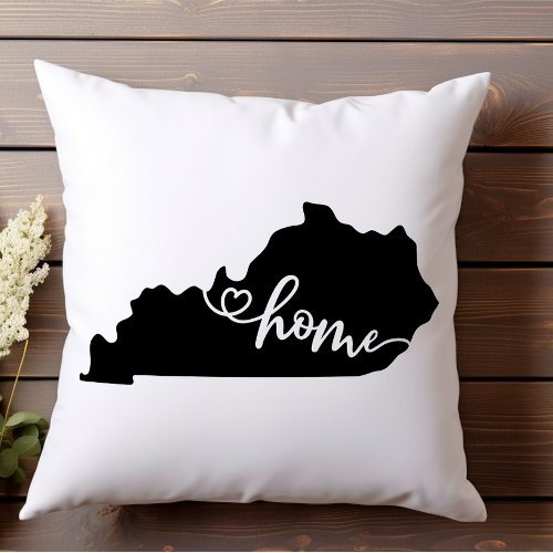 Home State Outline Heart Kentucky  Throw Pillow