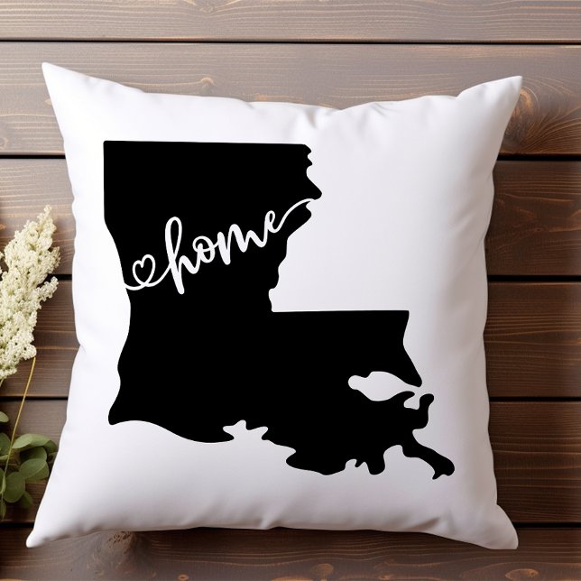 Home State Outline Heart Louisiana  Throw Pillow (Creator Uploaded)