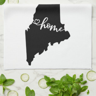 Home State Outline Heart Maine Kitchen Towel