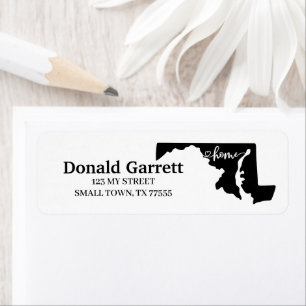 Home State Outline Heart Maryland Address Label