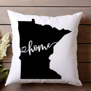 Home State Outline Heart Minnesota  Throw Pillow