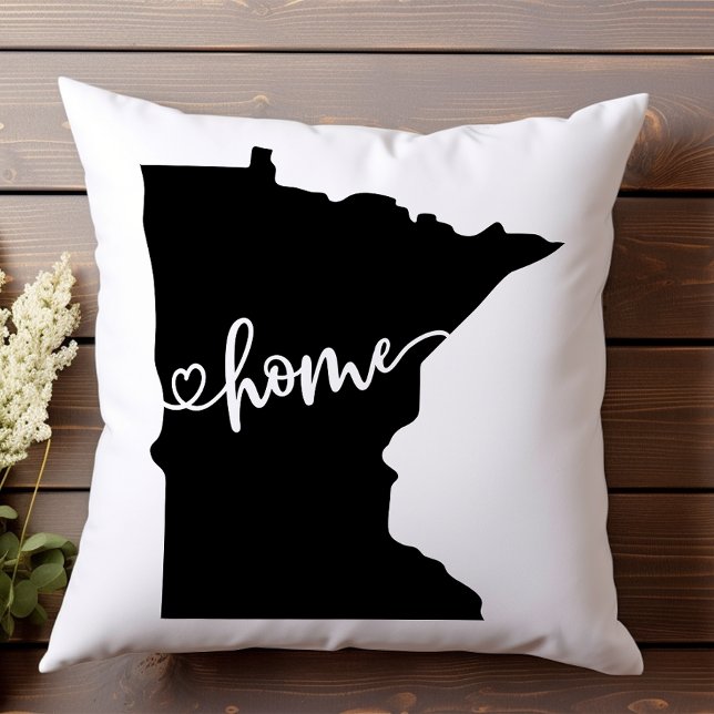Home State Outline Heart Minnesota  Throw Pillow (Creator Uploaded)