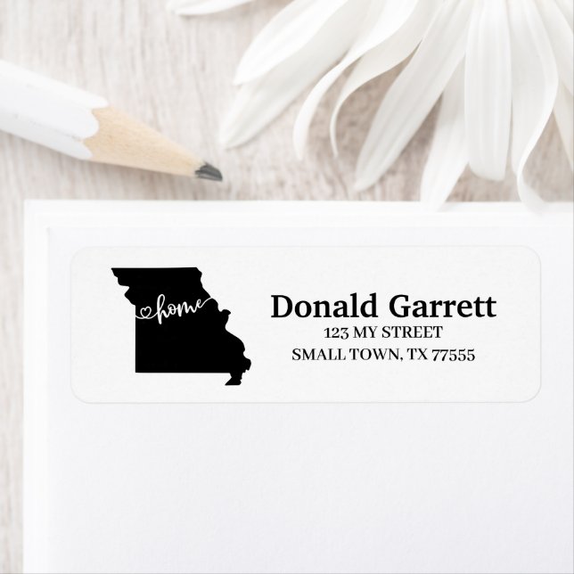 Home State Outline Heart Missouri Address Label (Insitu)