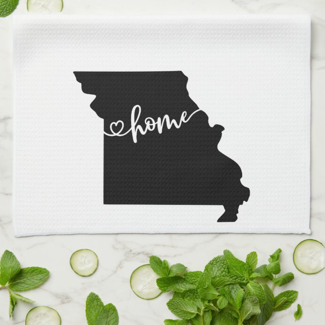 Home State Outline Heart Missouri Kitchen Towel (Folded)