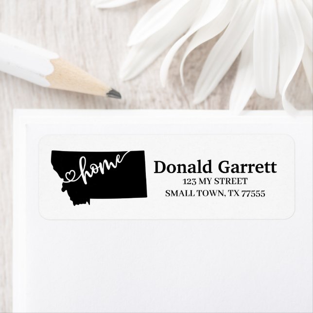 Home State Outline Heart Montana Address Label (Insitu)