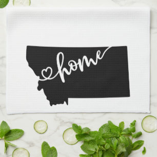 Home State Outline Heart Montana Kitchen Towel