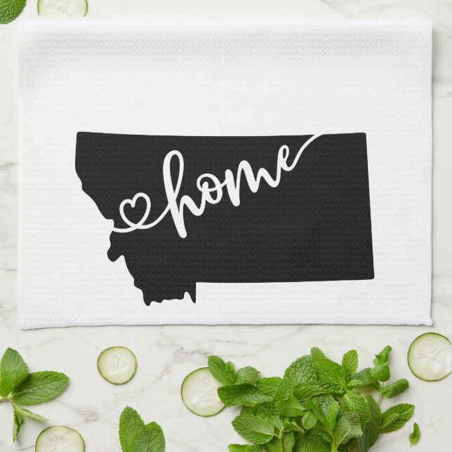 Home State Outline Heart Montana Kitchen Towel (Folded)