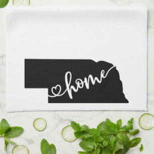 Home State Outline Heart Nebraska Kitchen Towel