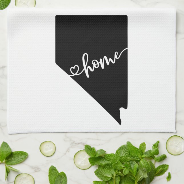 Home State Outline Heart Nevada Kitchen Towel (Folded)