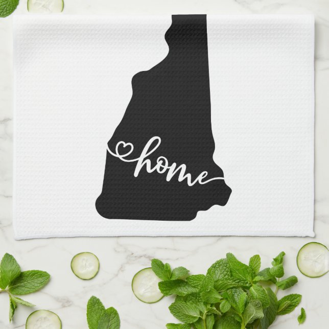 Home State Outline Heart New Hampshire Kitchen Towel (Folded)