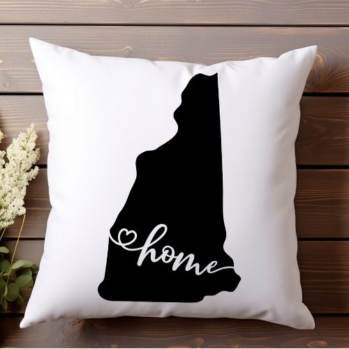 Home State Outline Heart New Hampshire Throw Pillow