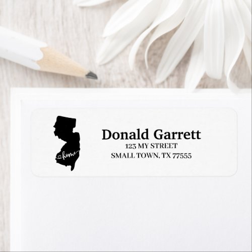 Home State Outline Heart New Jersey Address Label