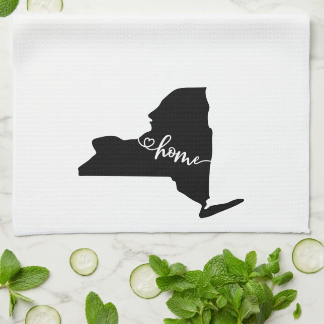 Home State Outline Heart New York Kitchen Towel (Folded)
